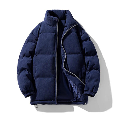 Men's Winter Corduroy Quilted Puffer Jacket with Insulated Padding