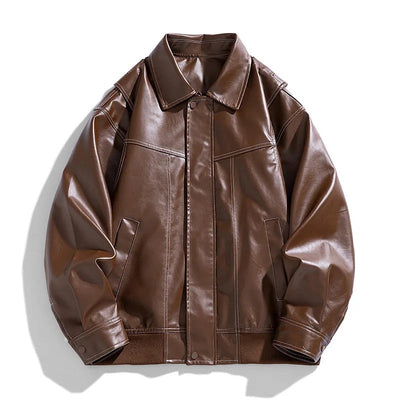 Men's Full-Grain Leather Sport Jacket with Italian Accents