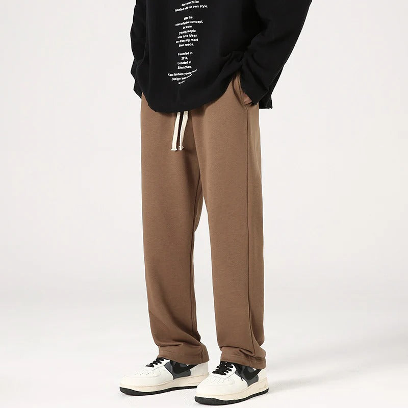 Men Trousers Loose Fit Mid Waist Full Length