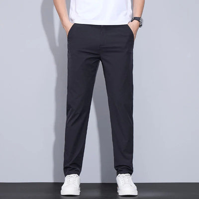 Men Summer Straight-Leg Pants Lightweight Breathable Non-Iron
