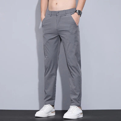 Men Summer Straight-Leg Pants Lightweight Breathable Non-Iron