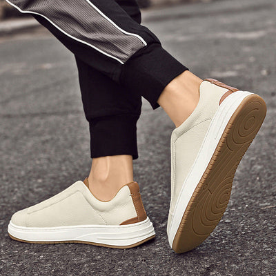 Male Slip-On Low-Top Shoes with Rubber Sole and Hand-Stitched Details