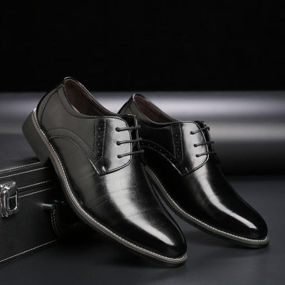 Male Dress Shoes Plus Size Low-Top with Rubber Sole and Toe Cap
