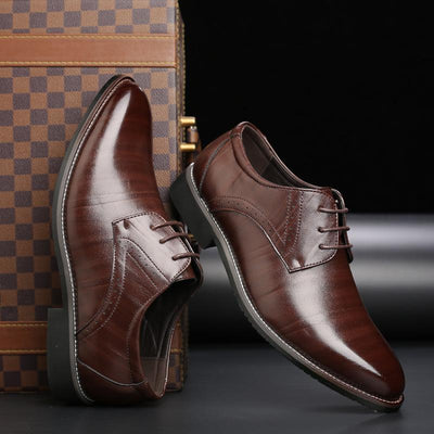 Male Dress Shoes Plus Size Low-Top with Rubber Sole and Toe Cap