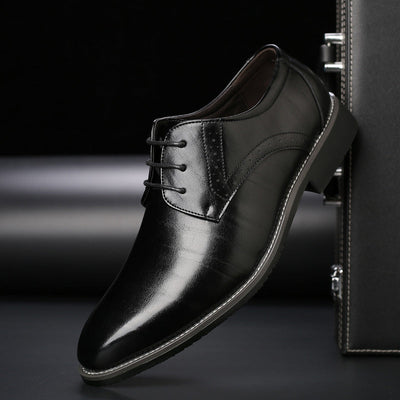 Male Dress Shoes Plus Size Low-Top with Rubber Sole and Toe Cap
