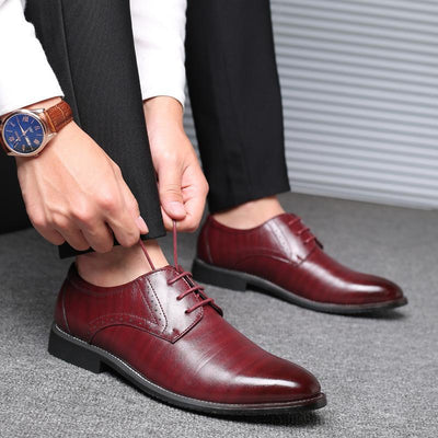 Male Dress Shoes Plus Size Low-Top with Rubber Sole and Toe Cap
