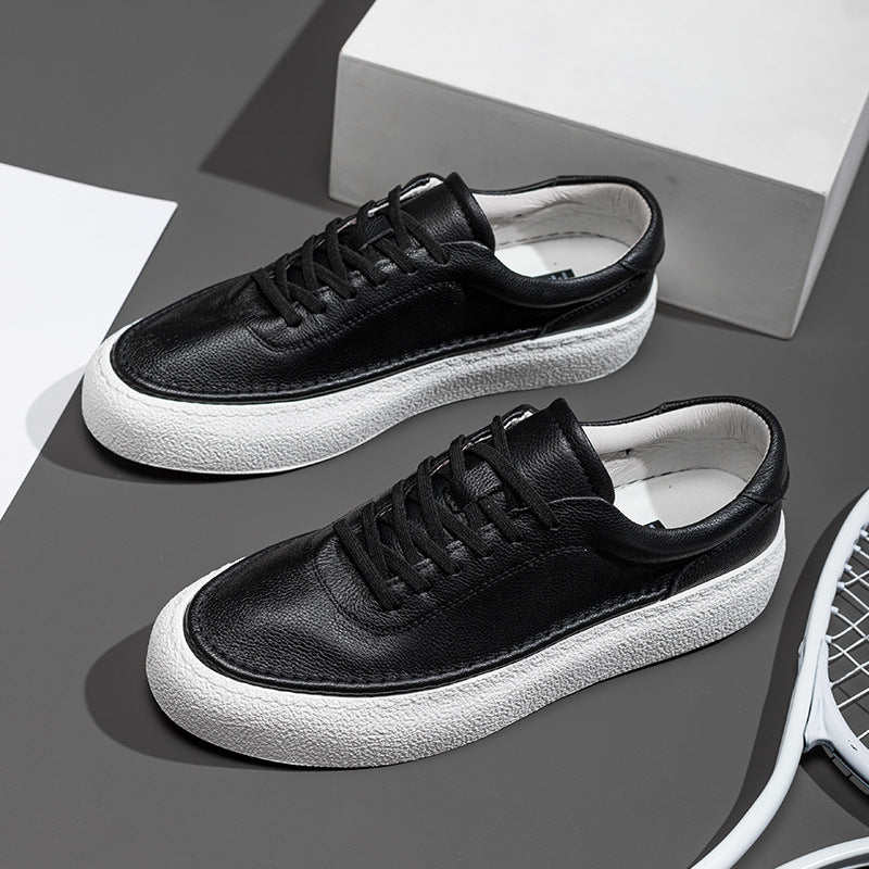 Male Spring Low-Top Shoes with Breathable Cloth Upper, Pigskin Lining, and Rubber Sole