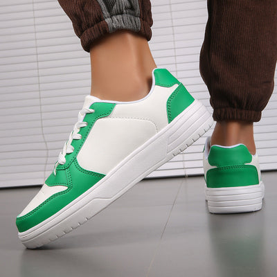 Male Spring Sports Shoes Breathable Artificial PU Upper Rubber Sole Lace-Up Closure Low-Top