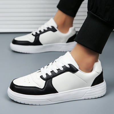 Male Spring Sports Shoes Breathable Artificial PU Upper Rubber Sole Lace-Up Closure Low-Top