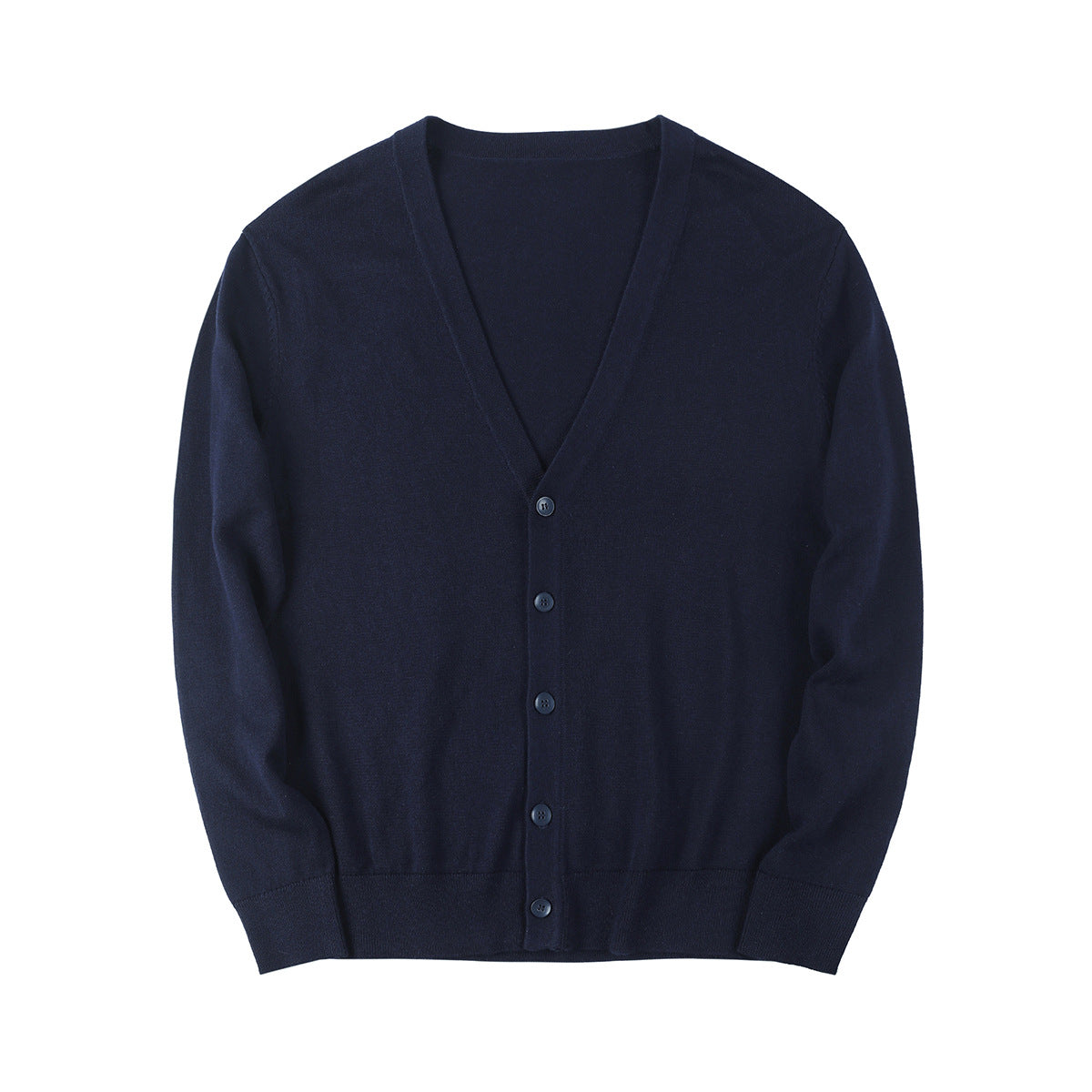 Men Cardigan V-Neck Solid Color Long Sleeve