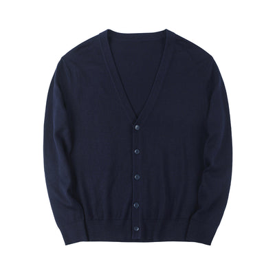 Men Cardigan V-Neck Solid Color Long Sleeve