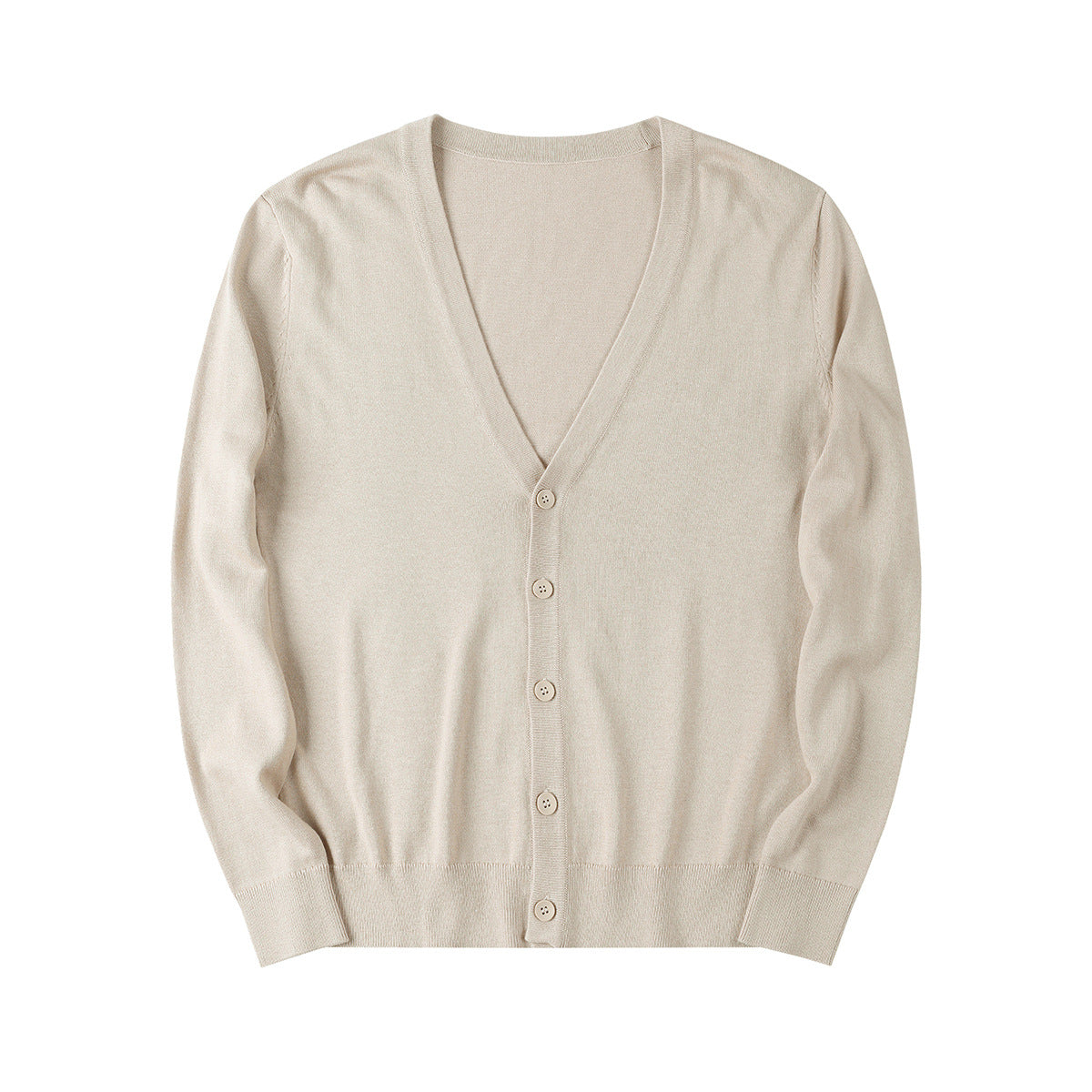 Men Cardigan V-Neck Solid Color Long Sleeve