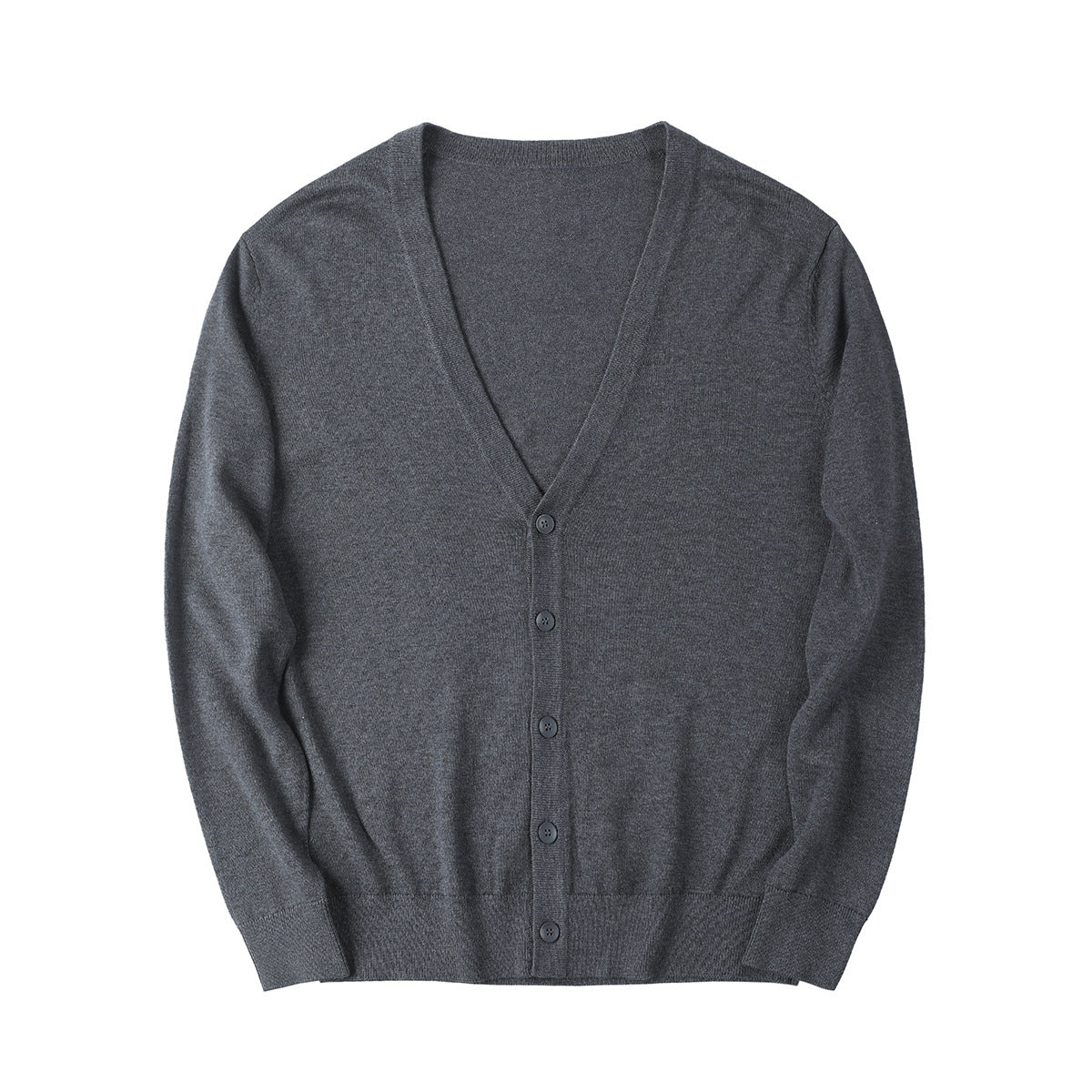 Men Cardigan V-Neck Solid Color Long Sleeve