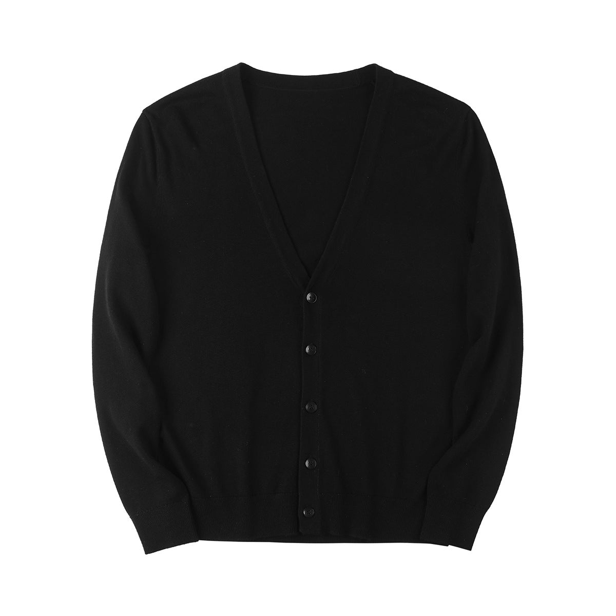 Men Cardigan V-Neck Solid Color Long Sleeve