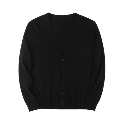 Men Cardigan V-Neck Solid Color Long Sleeve