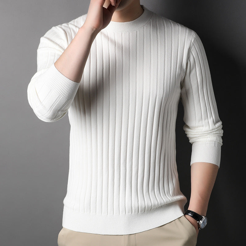 Men Knit Sweater Slim Fit Round Neck With Long Sleeves
