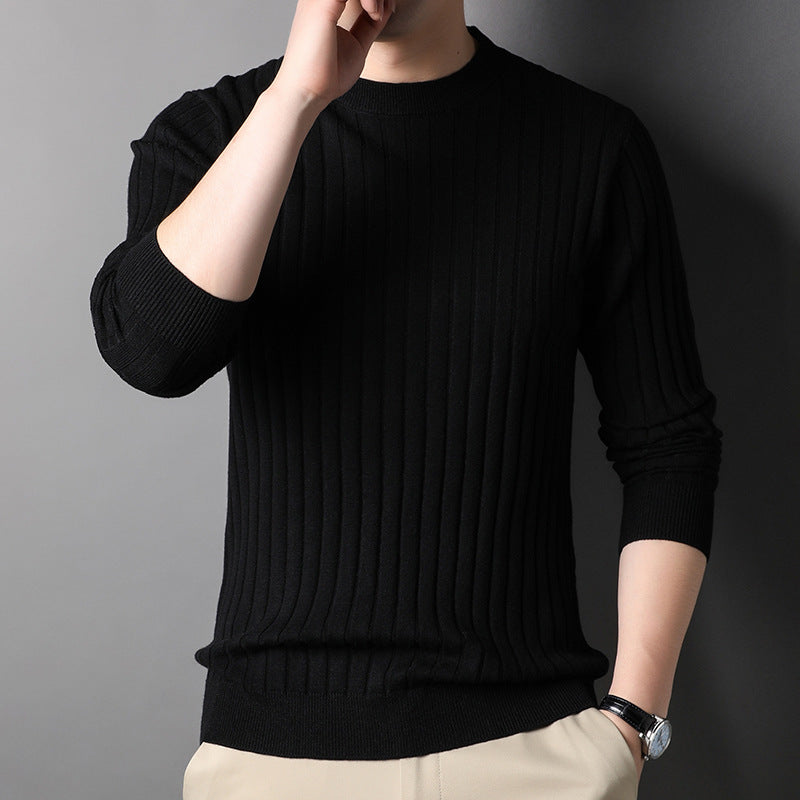 Men Knit Sweater Slim Fit Round Neck With Long Sleeves