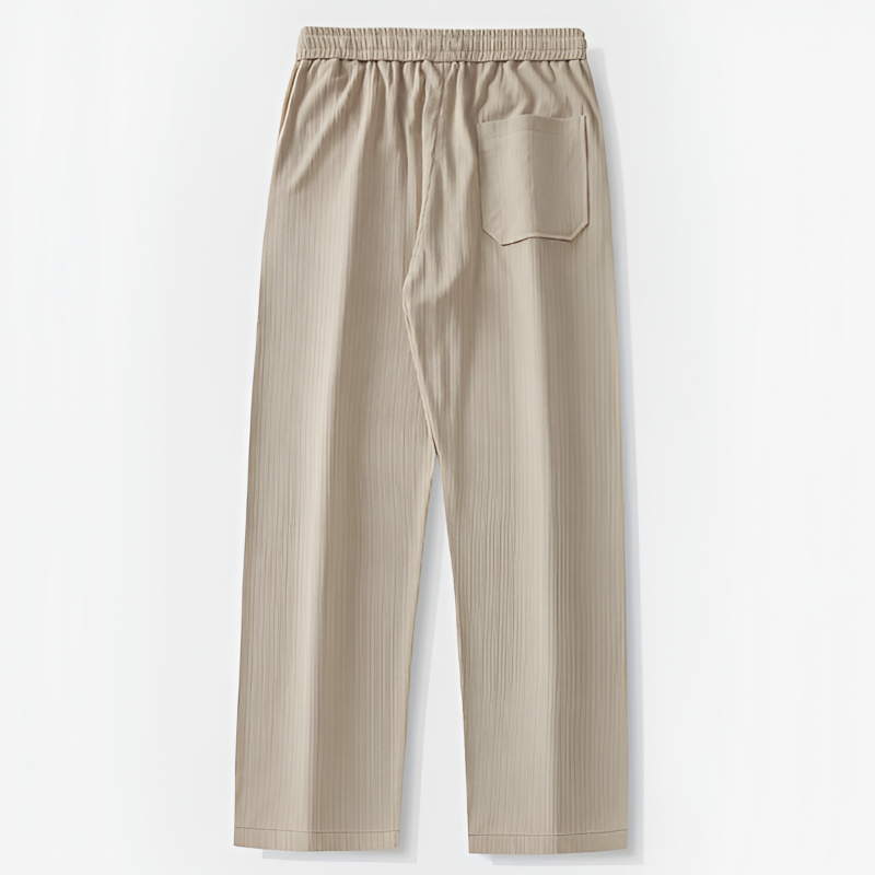 Men Pleated Drawstring Trousers with Straight Leg