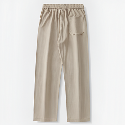 Men Pleated Drawstring Trousers with Straight Leg