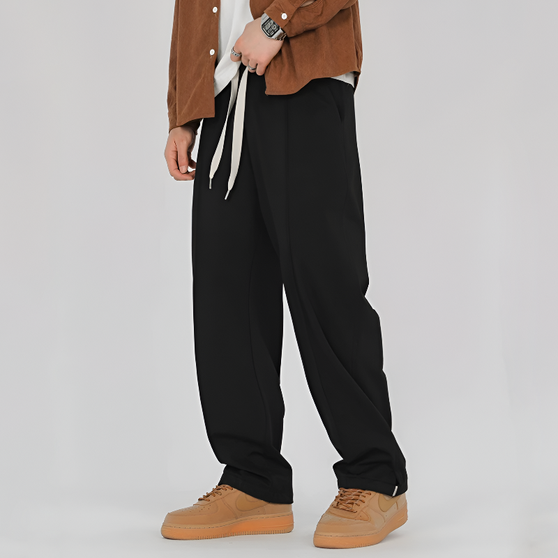 Men Pleated Loose-Fit Pants with Side Pockets and Italian Fabric