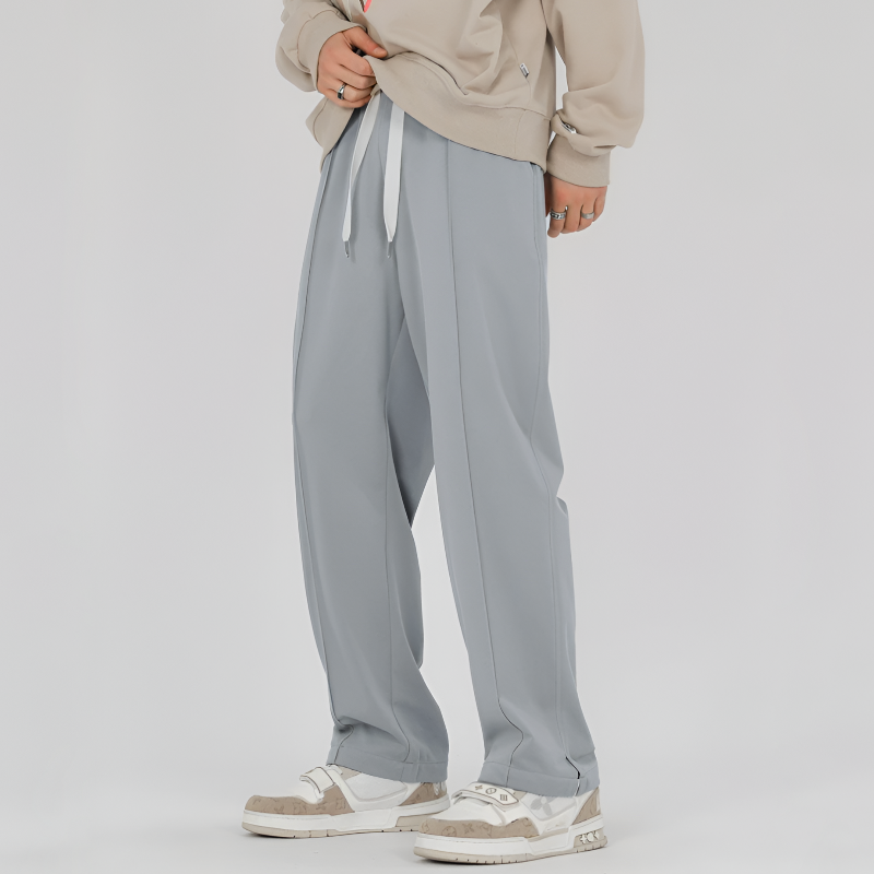 Men Pleated Loose-Fit Pants with Side Pockets and Italian Fabric