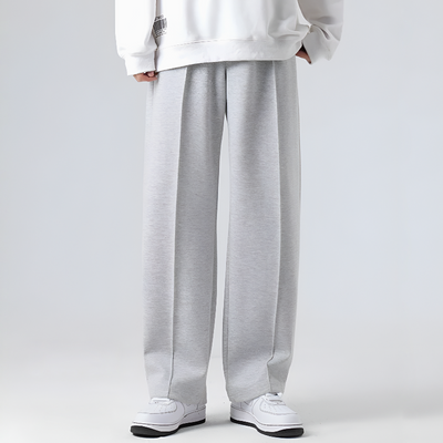 Men Pleated Relaxed-Fit Straight-Leg Trousers with 4-Way Stretch