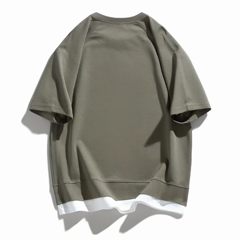 Men’s Oversized T-Shirt Vented Split Hem Short Sleeve Crew Neck