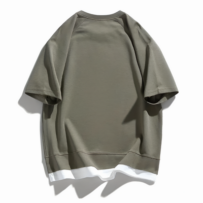 Men’s Oversized T-Shirt Vented Split Hem Short Sleeve Crew Neck