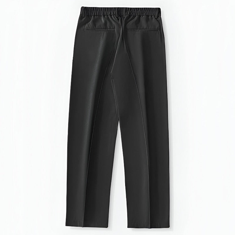 Men Pleated Trousers with Split Ankle Hem in Lightweight Stretch Fabric