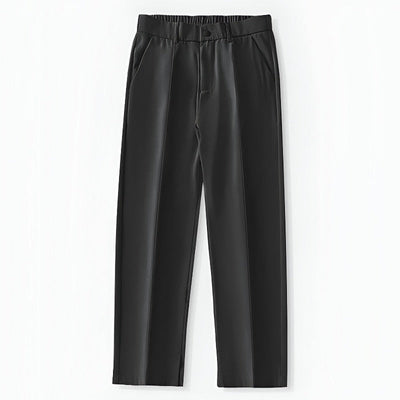 Men Pleated Trousers with Split Ankle Hem in Lightweight Stretch Fabric