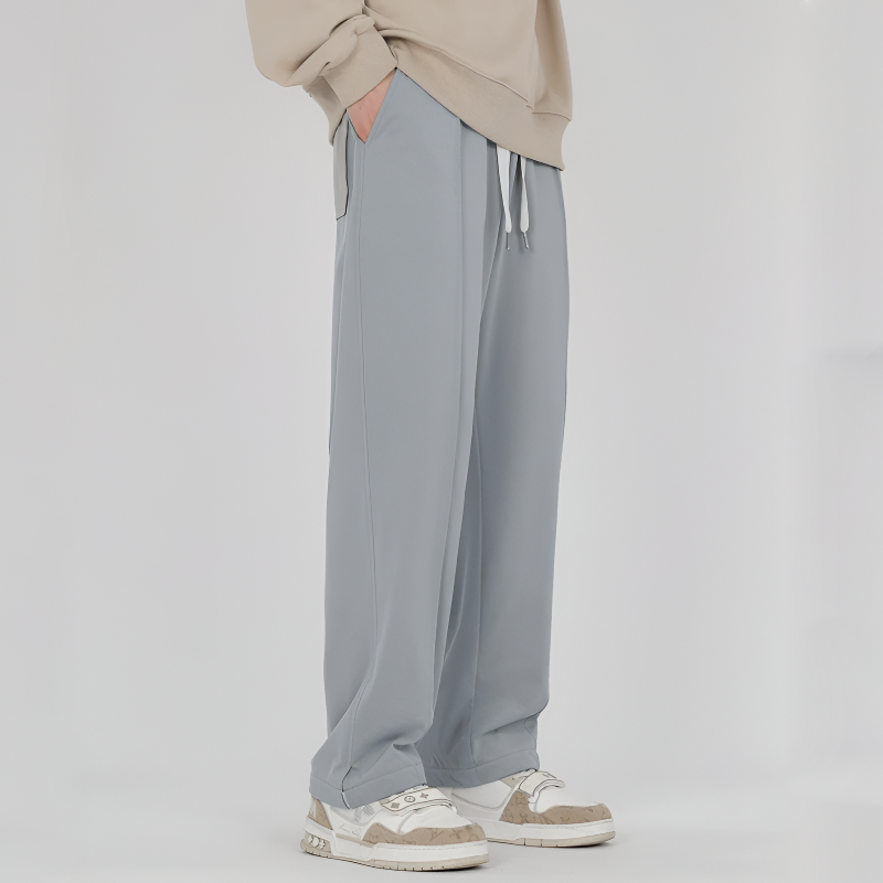 Men Pleated Loose-Fit Pants with Side Pockets and Italian Fabric