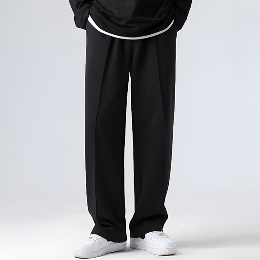Men Pleated Relaxed-Fit Straight-Leg Trousers with 4-Way Stretch