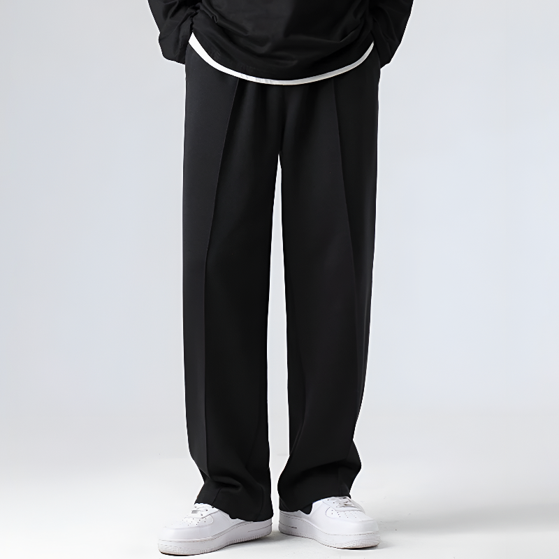 Men Pleated Relaxed-Fit Straight-Leg Trousers with 4-Way Stretch