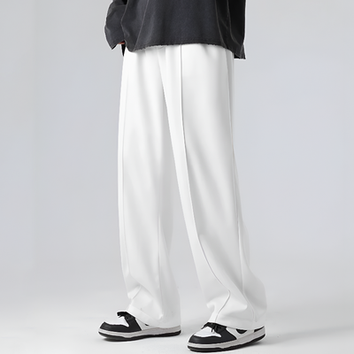 Men Pleated Relaxed-Fit Straight-Leg Trousers with 4-Way Stretch