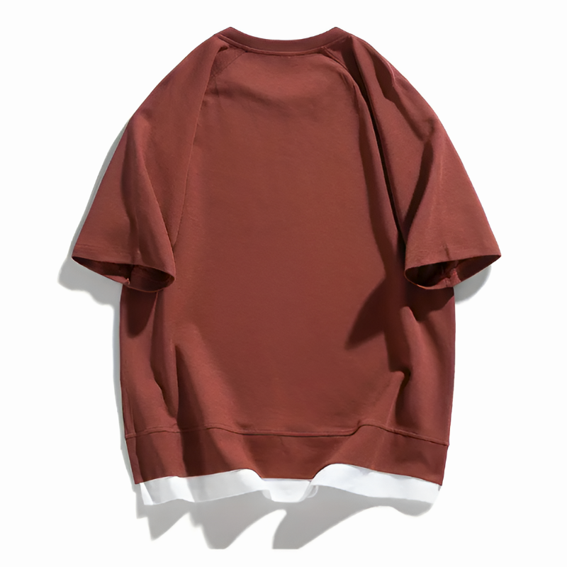 Men’s Oversized T-Shirt Vented Split Hem Short Sleeve Crew Neck