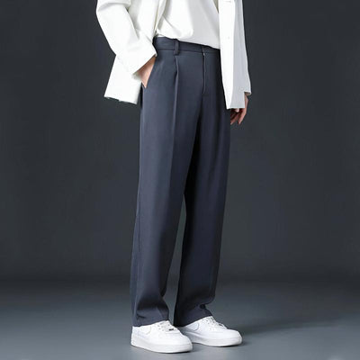 Men Pleated Trousers with Zip Fly and Lightweight Italian Fabric