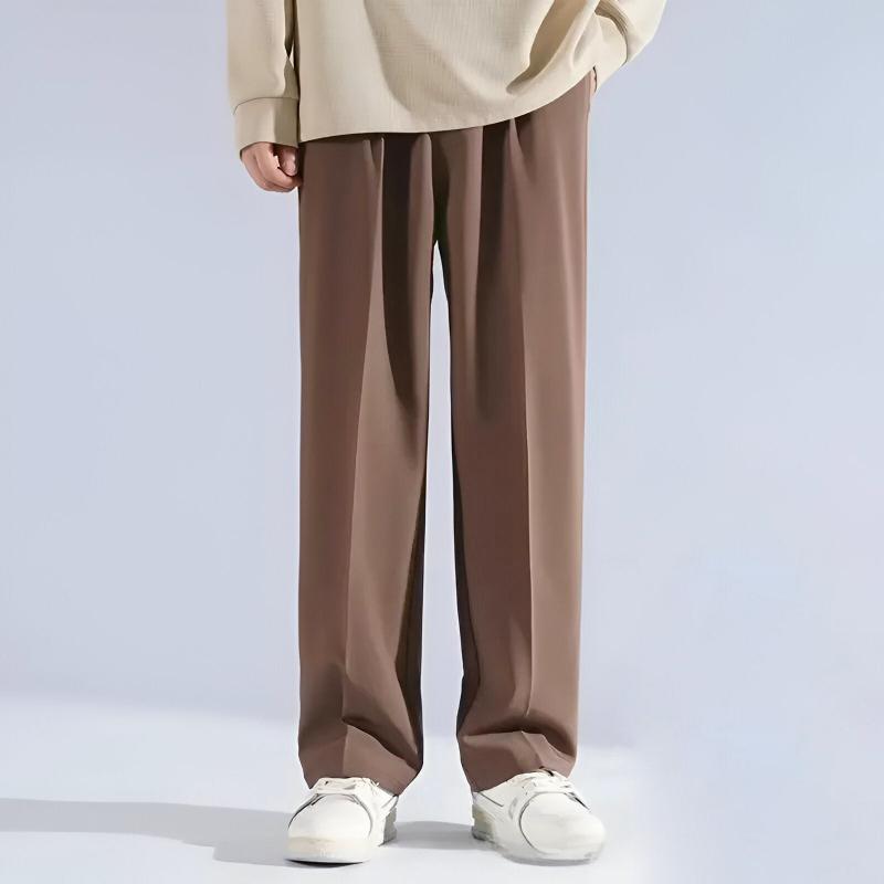 Men's Pleated Trousers with Anti-Fade and Anti-Wrinkle Design