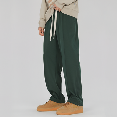 Men Pleated Loose-Fit Pants with Side Pockets and Italian Fabric