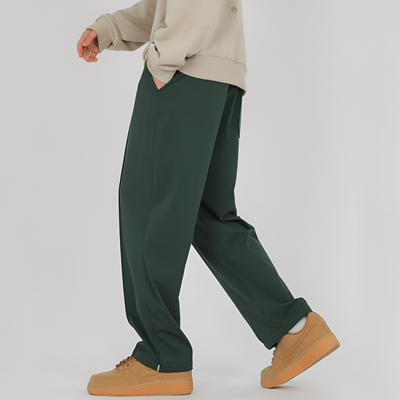 Men Pleated Loose-Fit Pants with Side Pockets and Italian Fabric