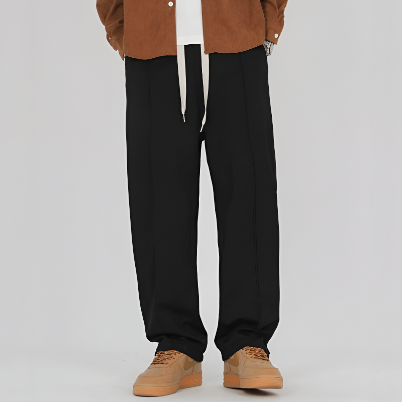 Men Pleated Loose-Fit Pants with Side Pockets and Italian Fabric
