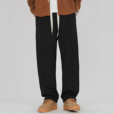 Men Pleated Loose-Fit Pants with Side Pockets and Italian Fabric